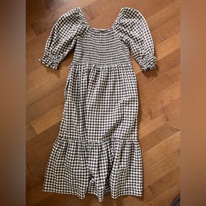 Madewell Gingham Midi Smocked Dress
